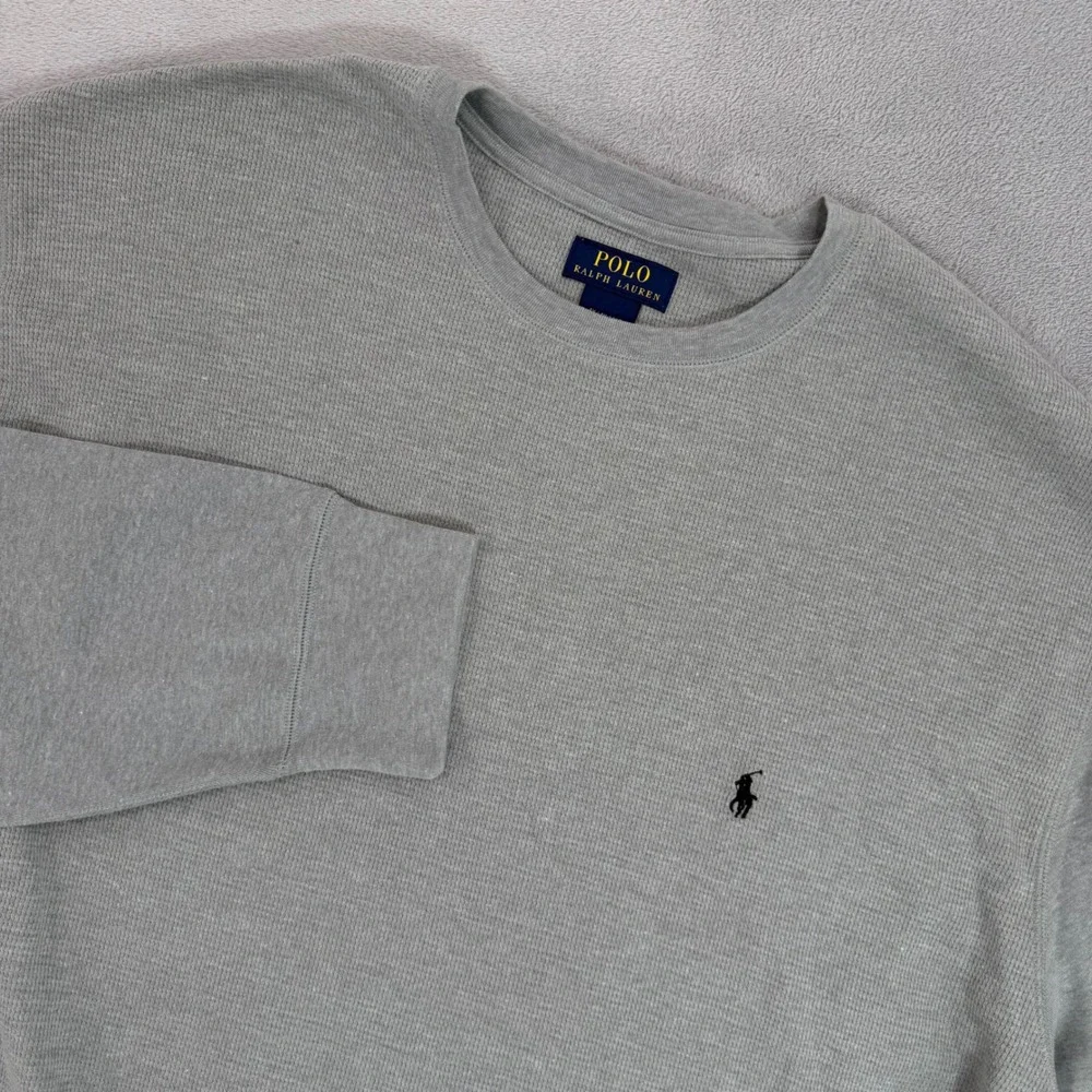 Polo Ralph Lauren Mens Thermal Waffle Knit Long Sleeve Shirt Grey Size 4X